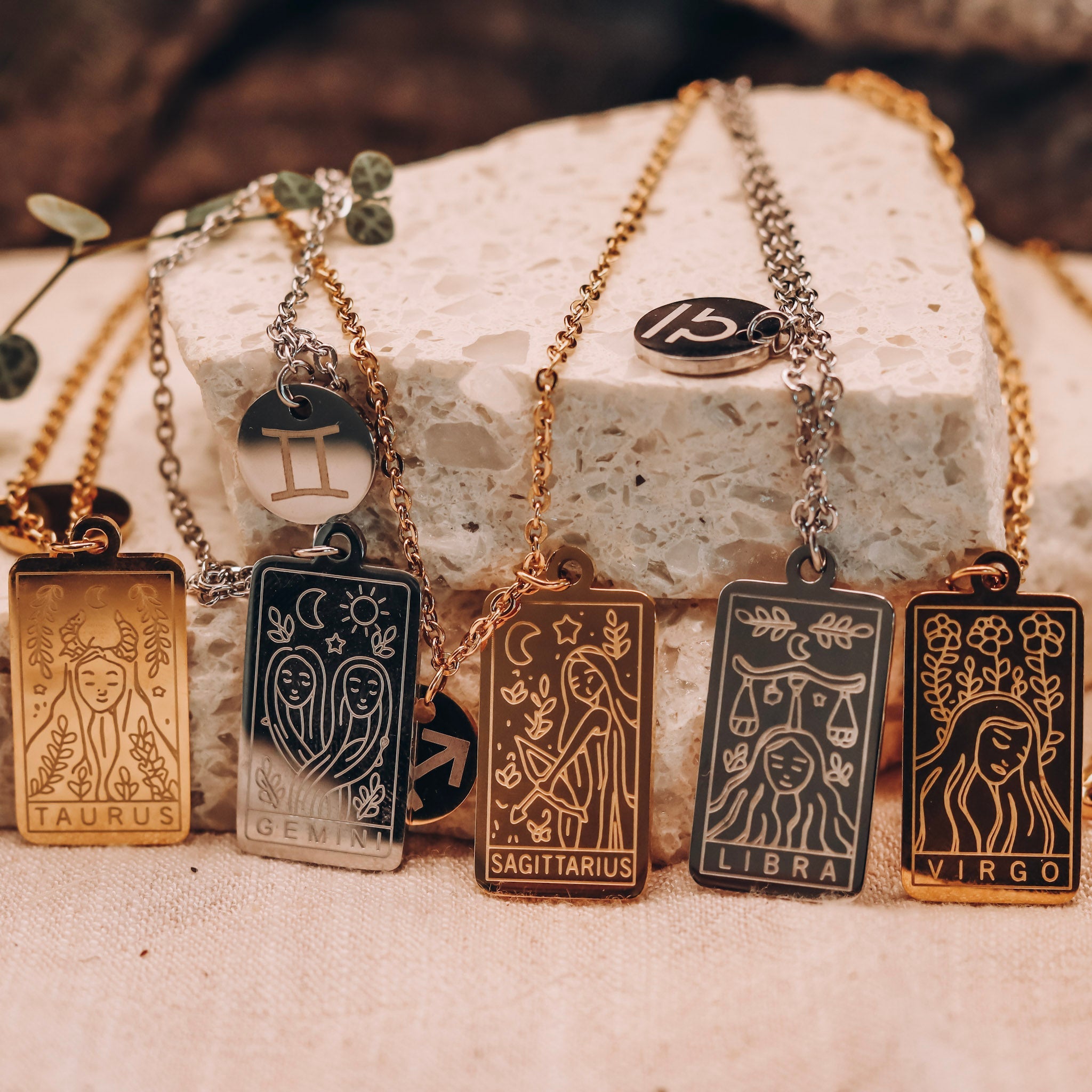 Star Sign Necklace - Kowhai and Sage