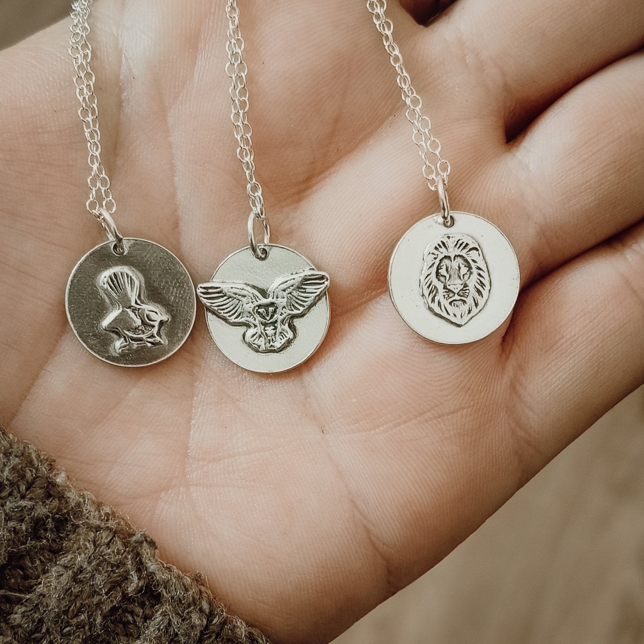 Sterling Silver Circle Pendants | Handmade Animal & Nature Necklaces - Kowhai and Sage