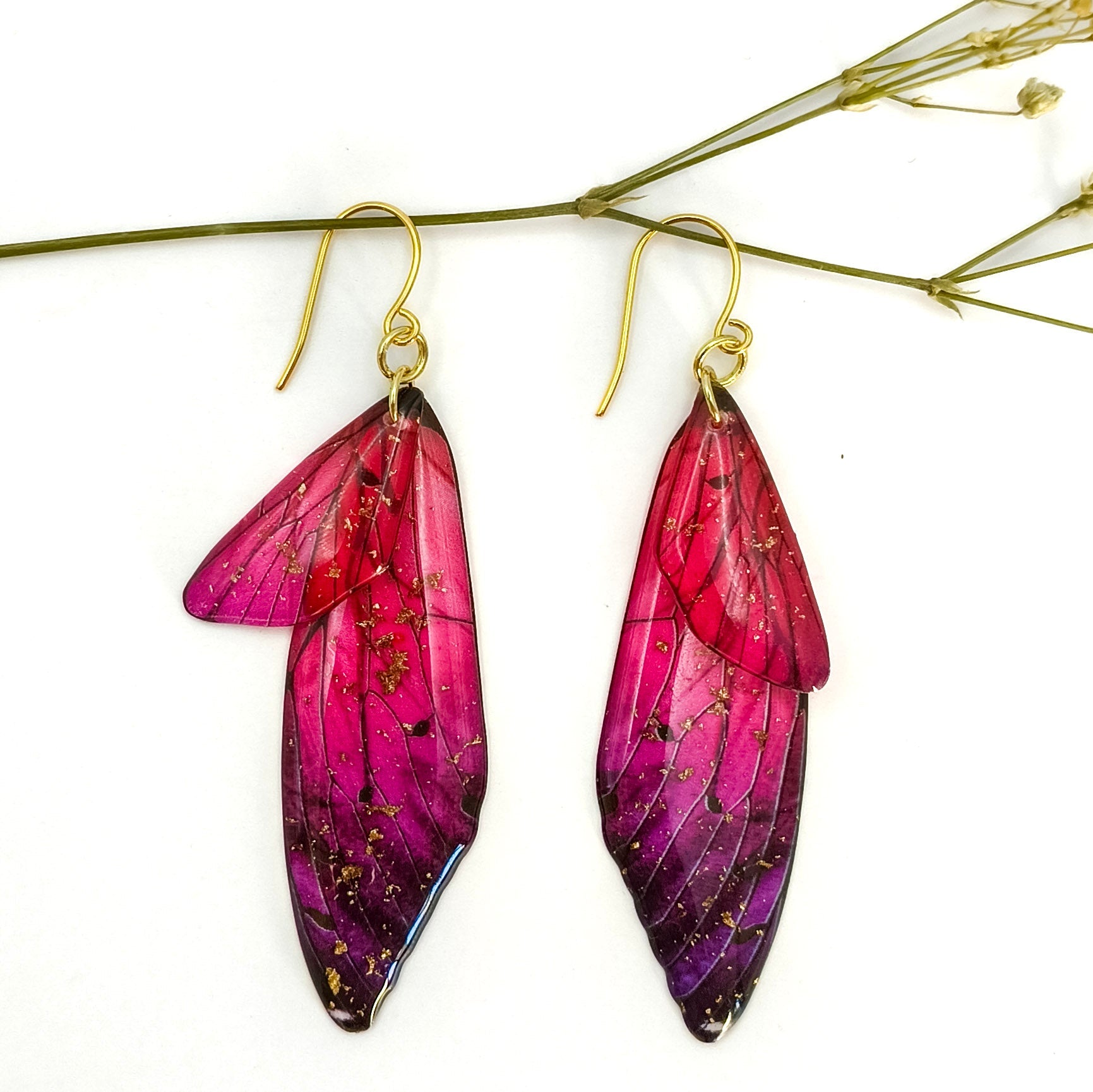 Sunset Butterfly Wing Earrings - Kowhai and Sage