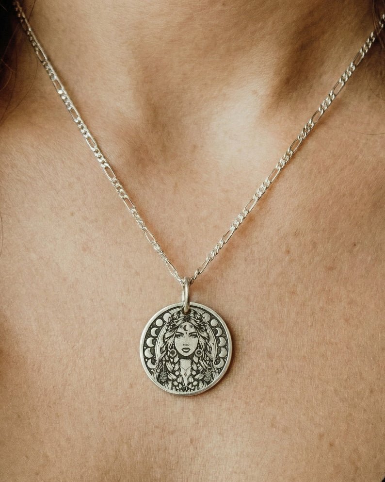 The Moon Goddess Necklace - Kowhai and Sage