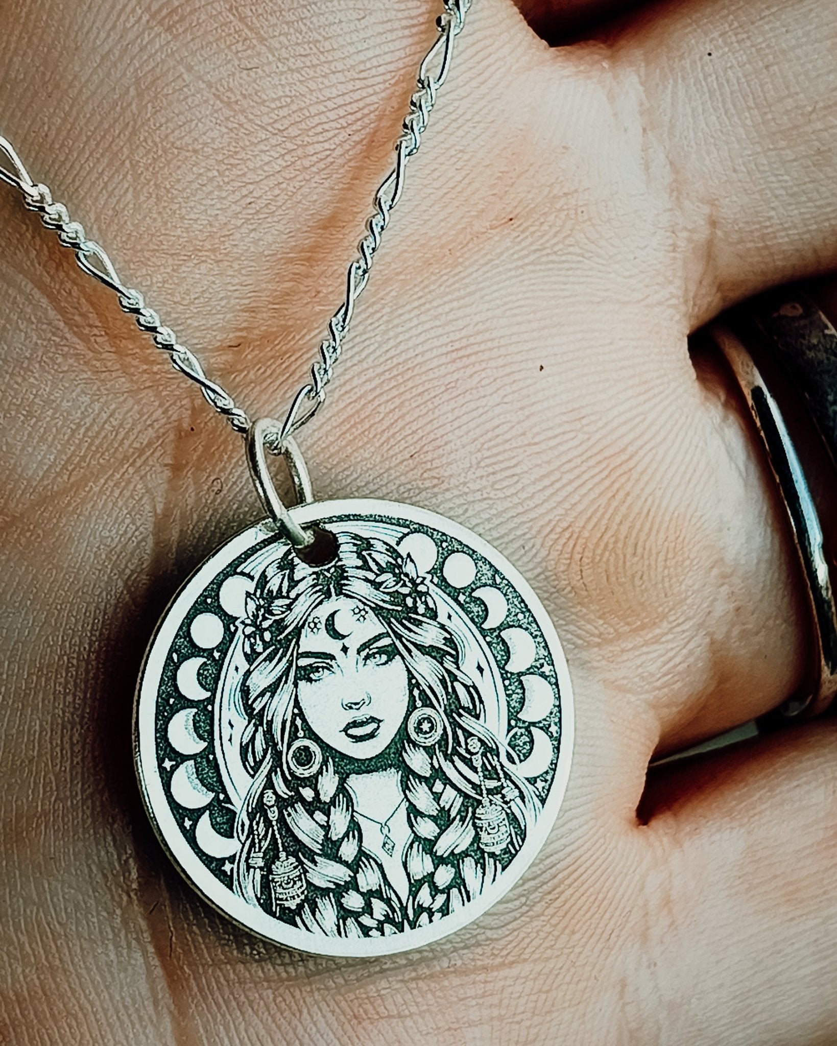 The Moon Goddess Necklace - Kowhai and Sage