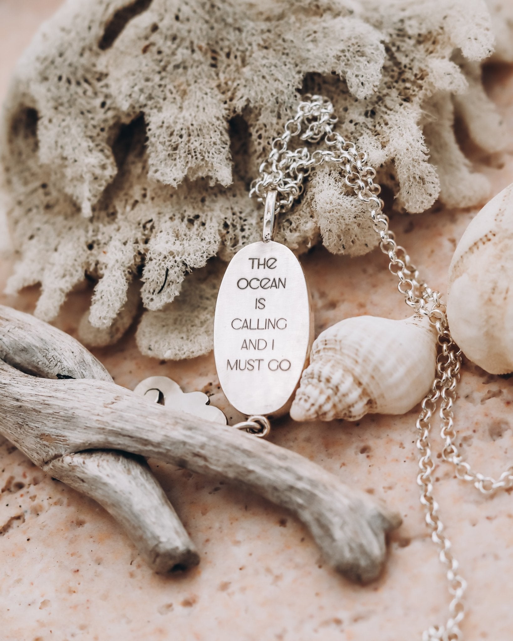 "The ocean is calling and i must go" Green Amethyst Seahorse Necklace - Kowhai and Sage