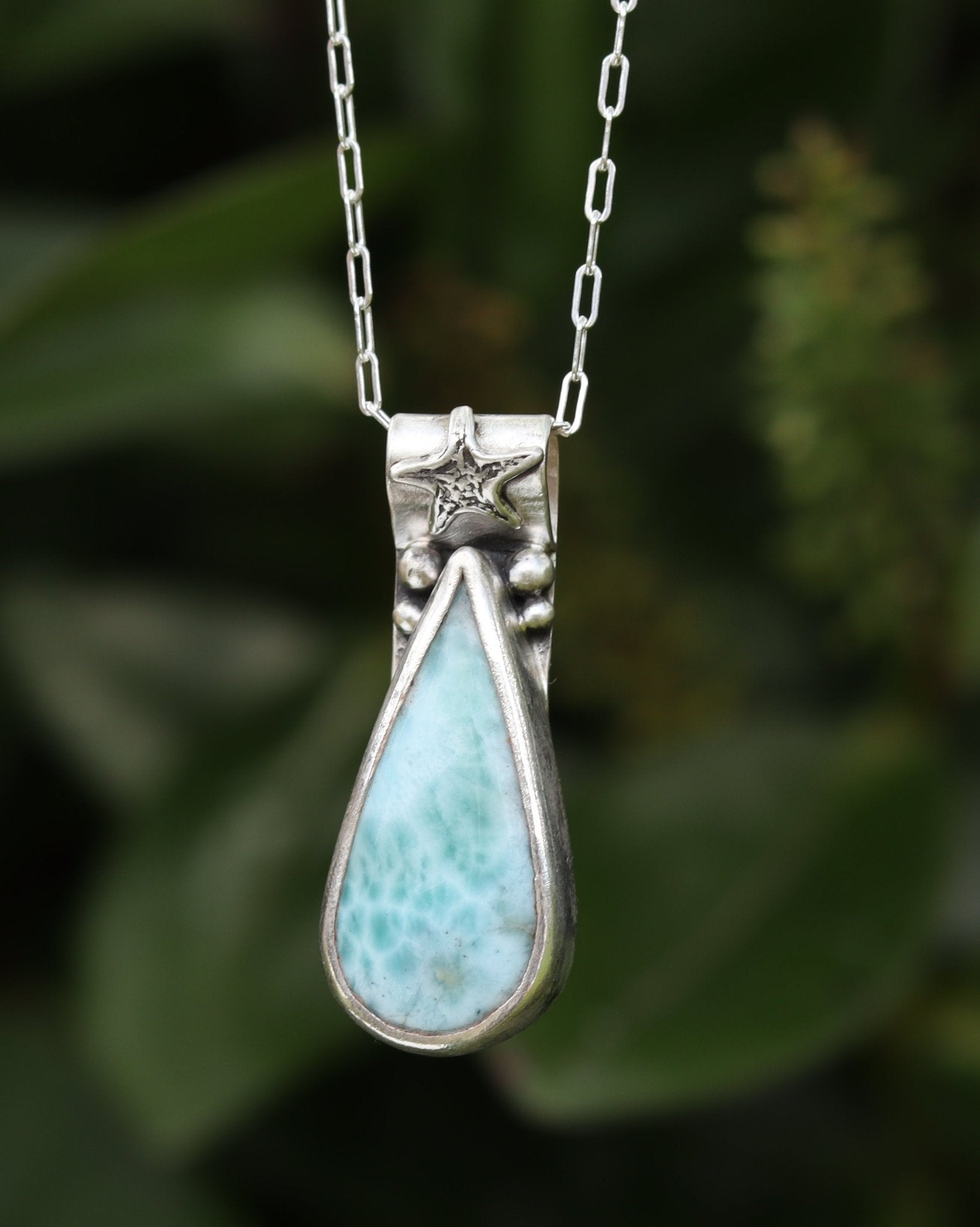 "The sea helps me get back to me" Larimar Necklace - Kowhai and Sage