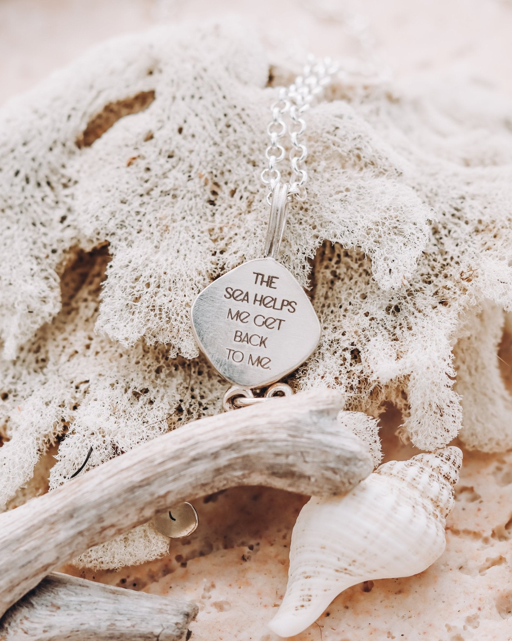 "The sea helps me get back to me" Paua Seahorse Necklace - Kowhai and Sage