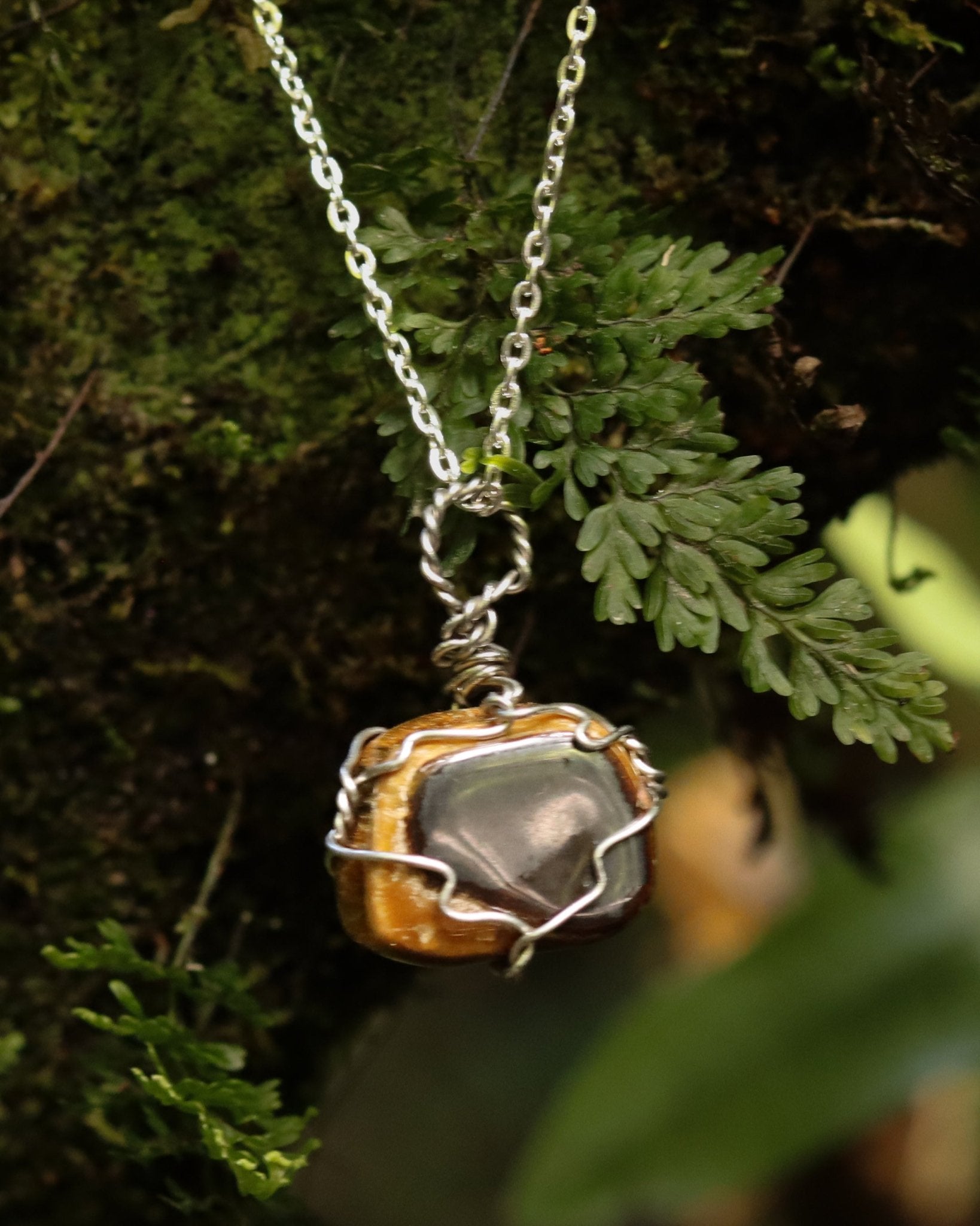 Tiger Eye Necklace - Kowhai and Sage