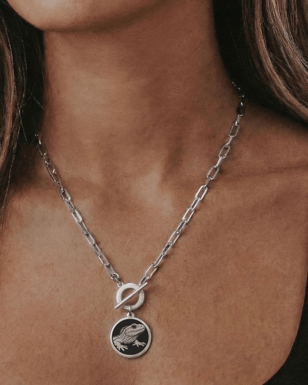 Tuatara Necklace - Kowhai and Sage