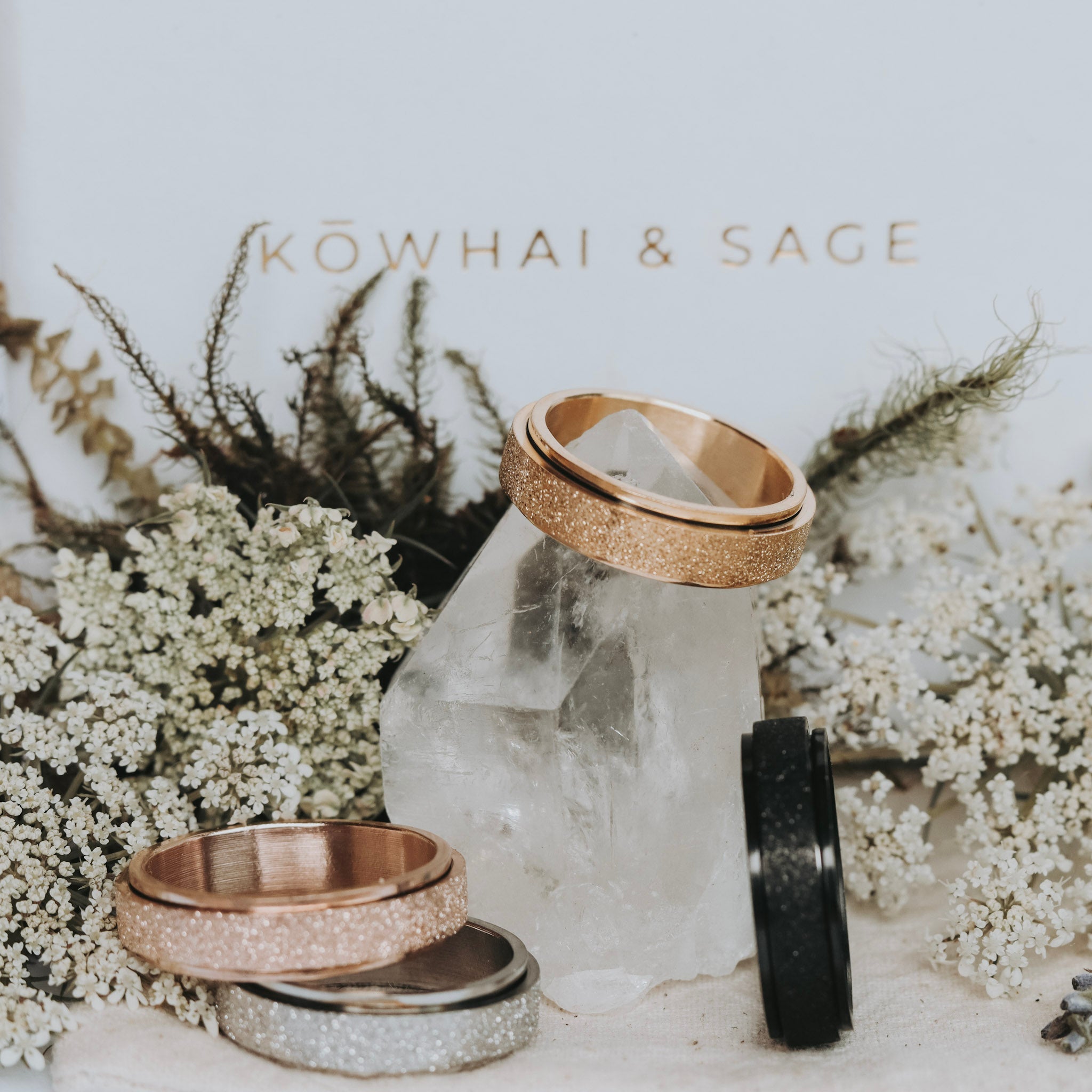 Glitter or Plain Simple Band Fidget Ring – Kowhai and Sage