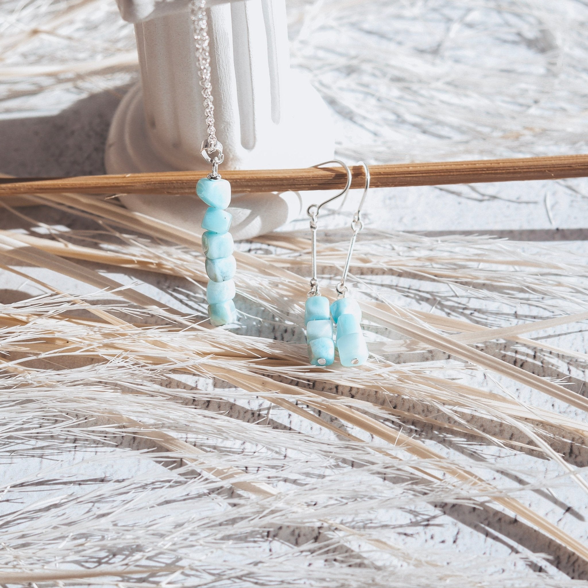 Larimar Earrings - Kowhai and Sage