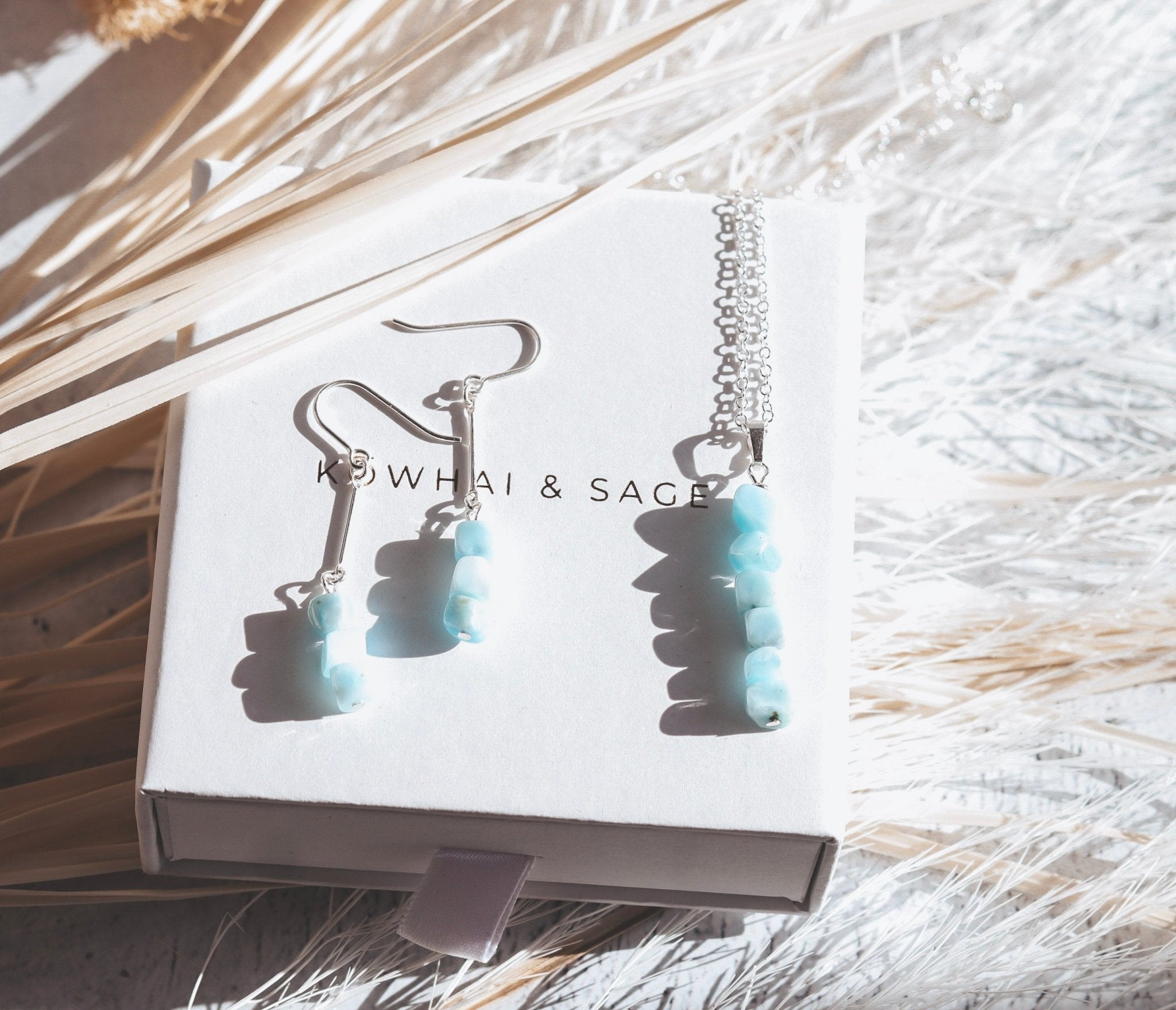 Larimar Earrings - Kowhai and Sage