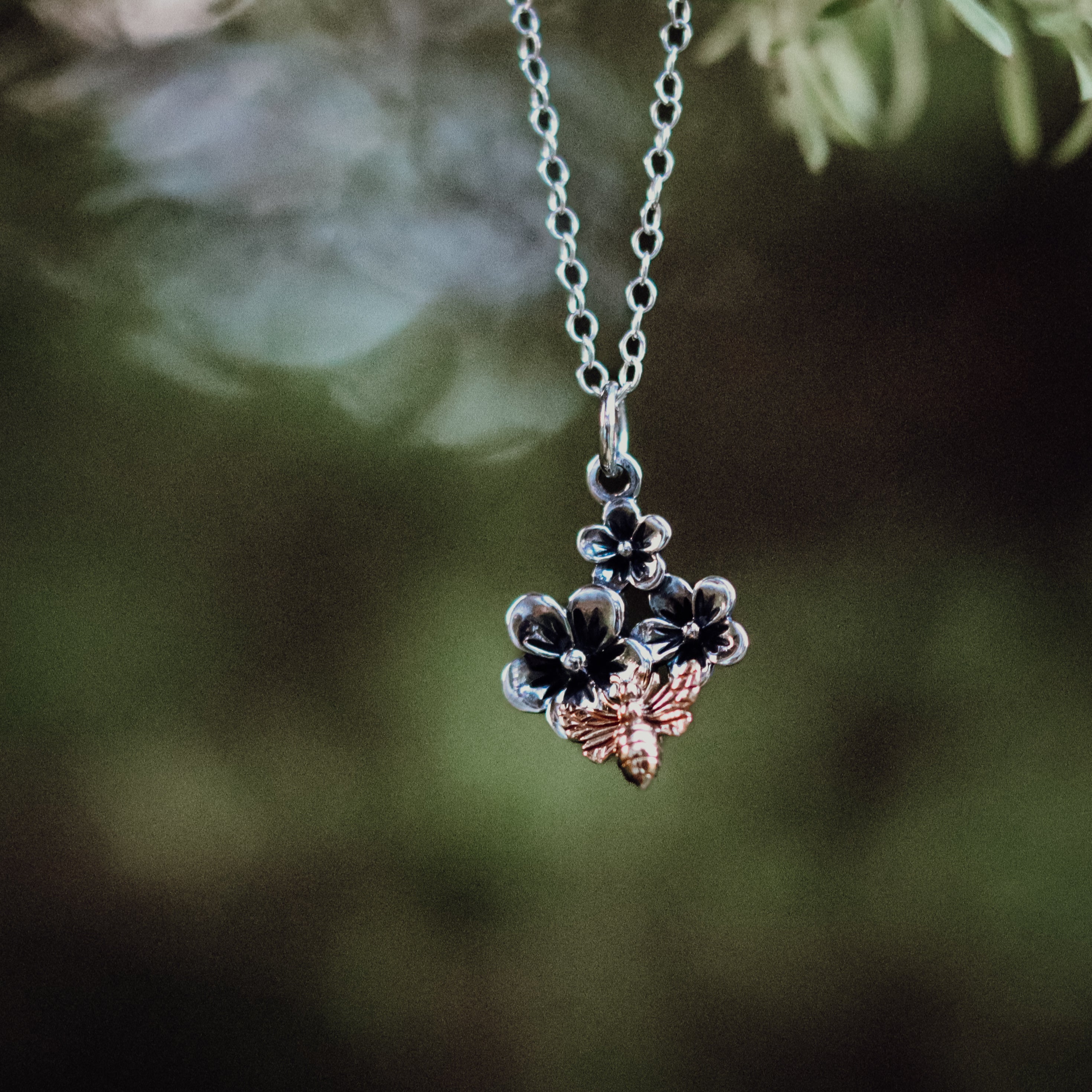 Manuka Blossoms and Bee Necklace