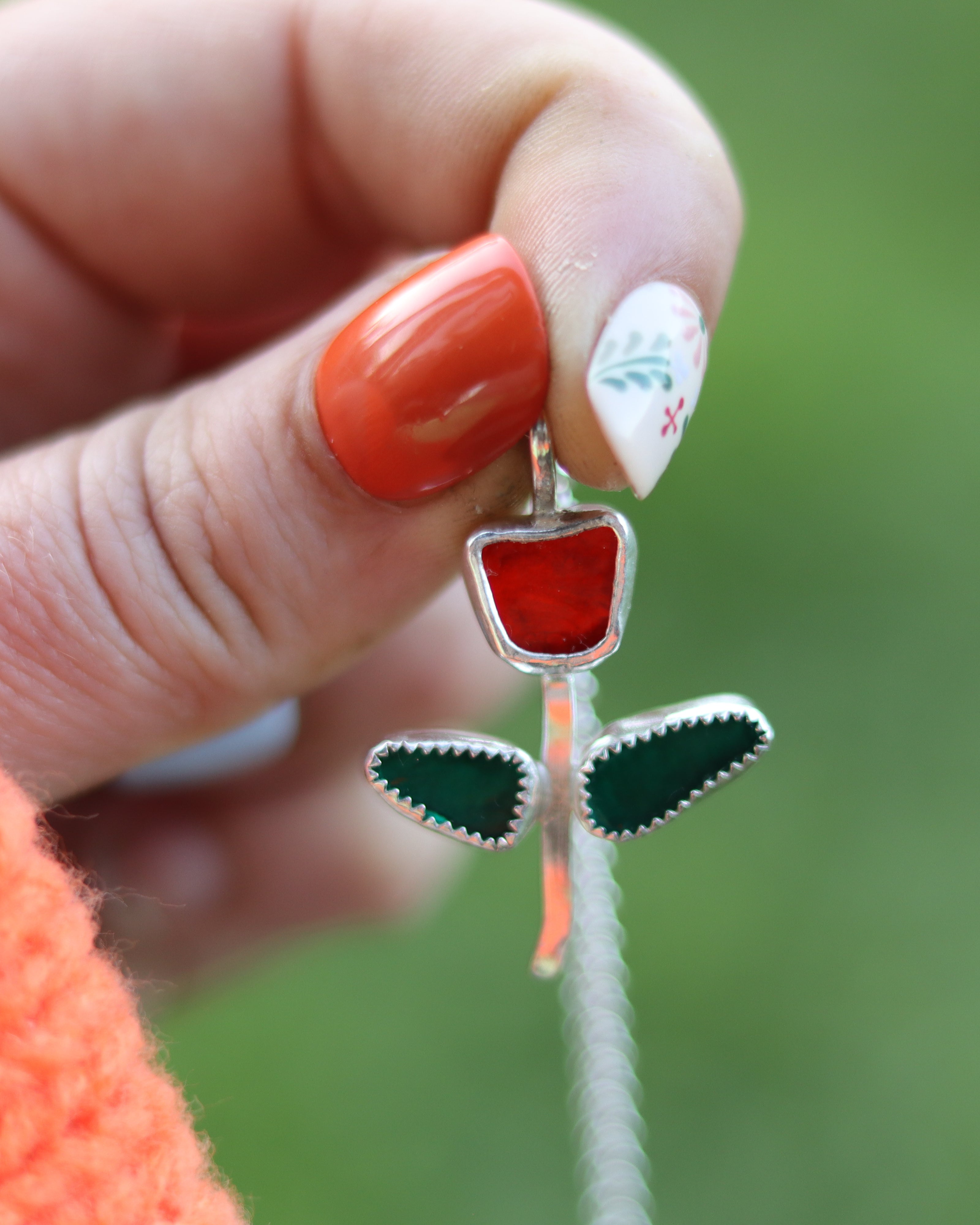 Orange Tulip Necklace