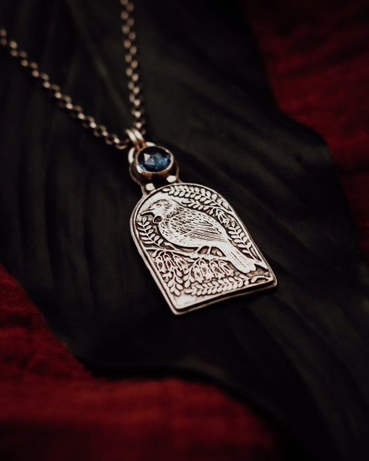 "A Walk In The Wild Helps Me Get Back To Me" Tui Necklace - Kowhai and Sage