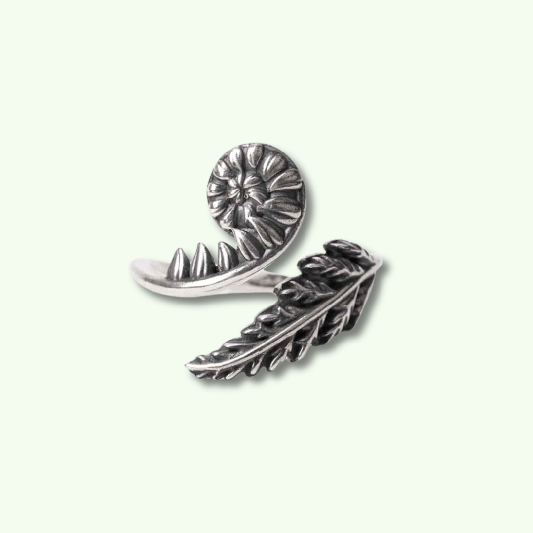 Adjustable Fern Sterling Silver or Bronze Ring - Kowhai and Sage