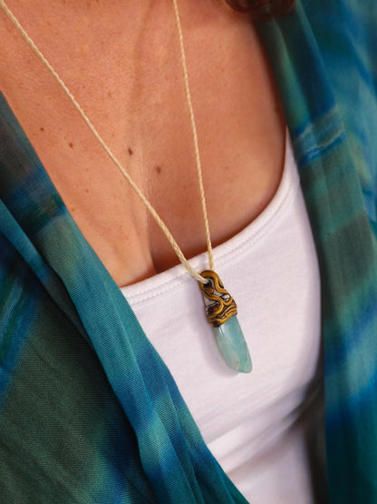 Amazonite Necklace - Kowhai and Sage