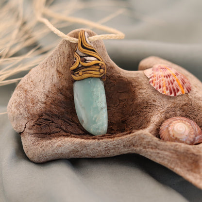 Amazonite Necklace - Kowhai and Sage
