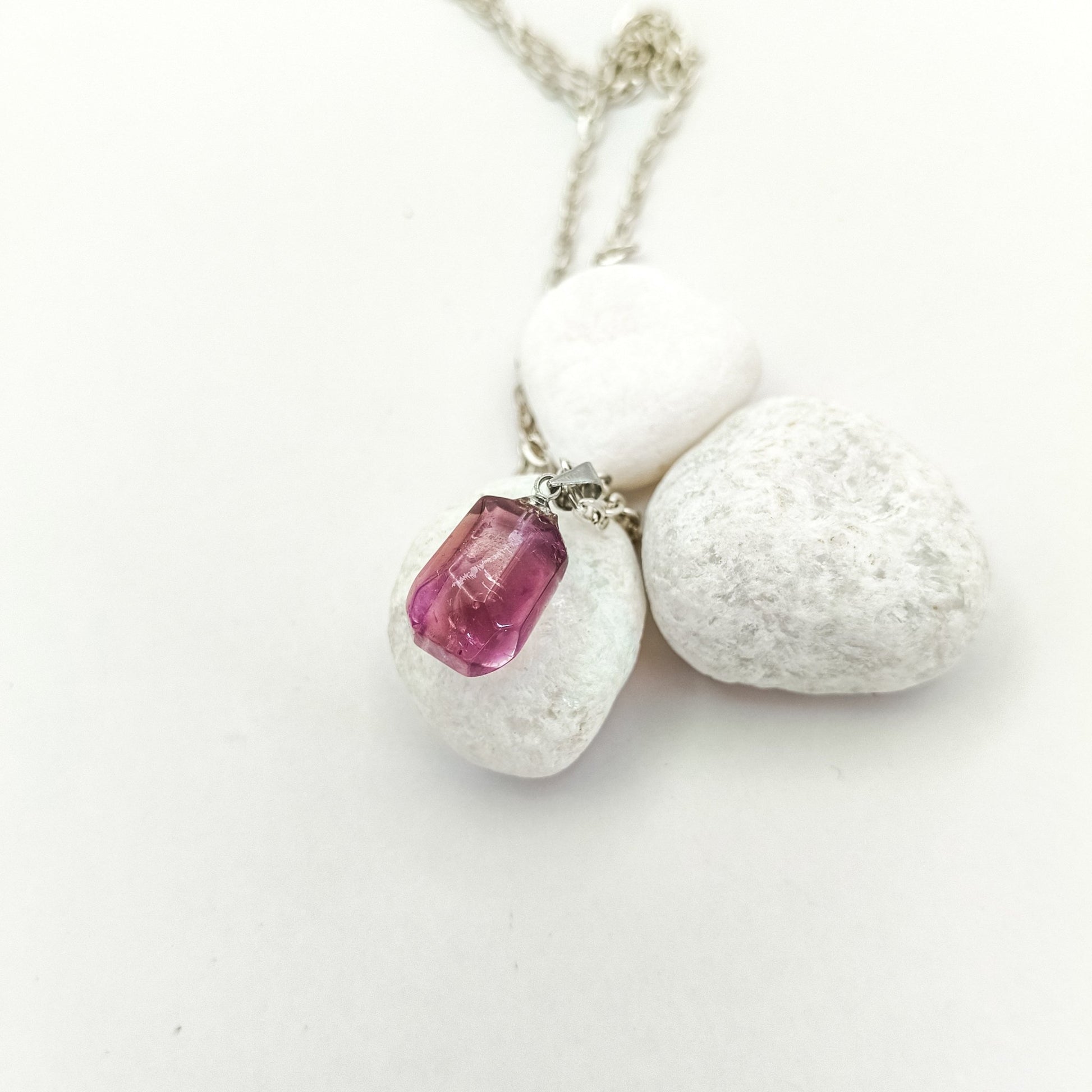 Amethyst Cube Long Necklace - Kowhai and Sage