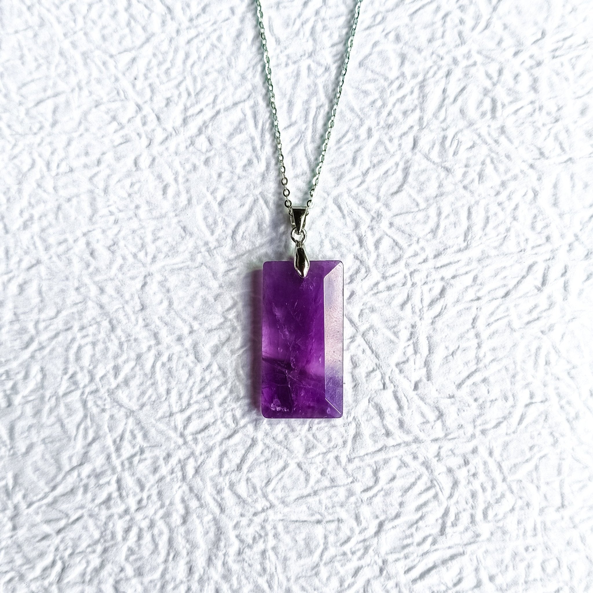Amethyst Oblong Necklace - Kowhai and Sage