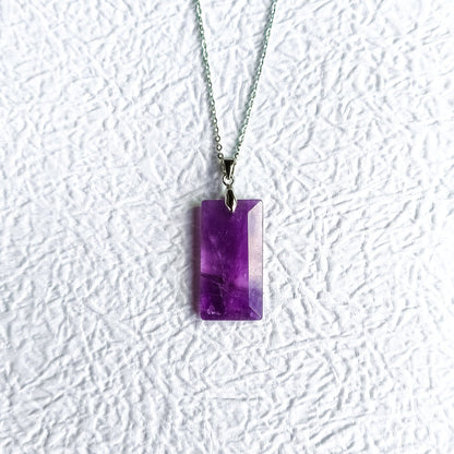 Amethyst Oblong Necklace - Kowhai and Sage