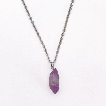 Amethyst Point Long Necklace - Kowhai and Sage