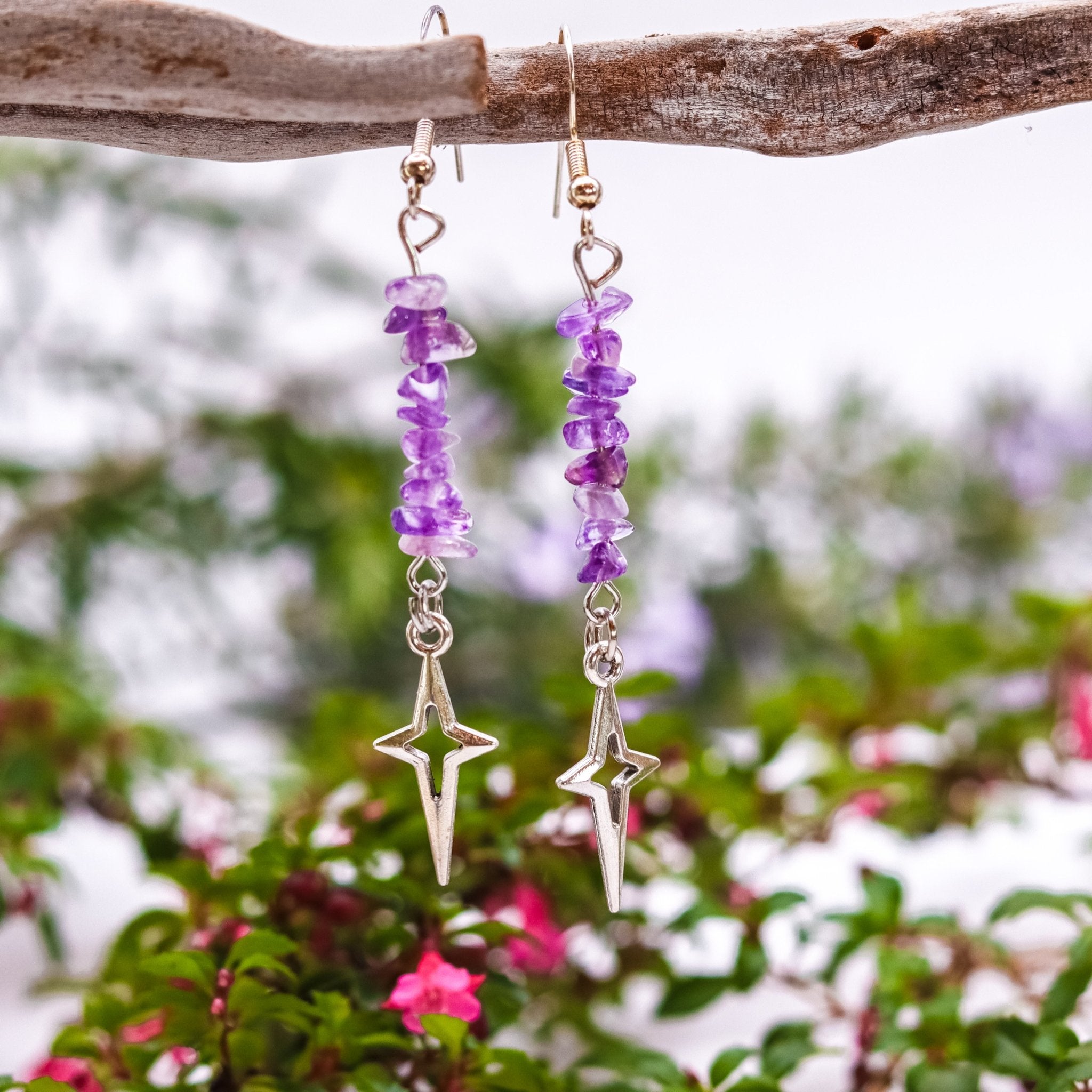Amethyst Star Earrings - Kowhai and Sage