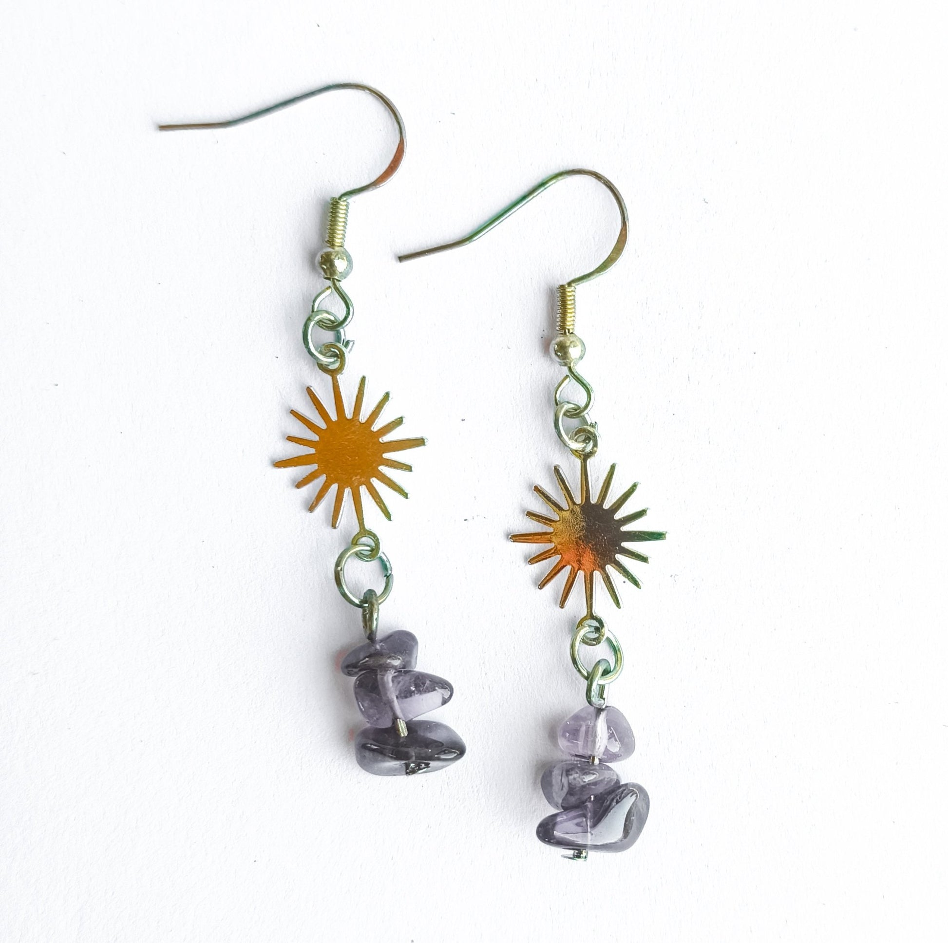 Amethyst Sun Earrings - Kowhai and Sage