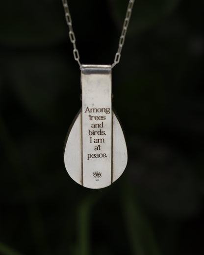 Among Trees and Birds, I am at Peace Moss Agate Necklace - Kowhai and Sage