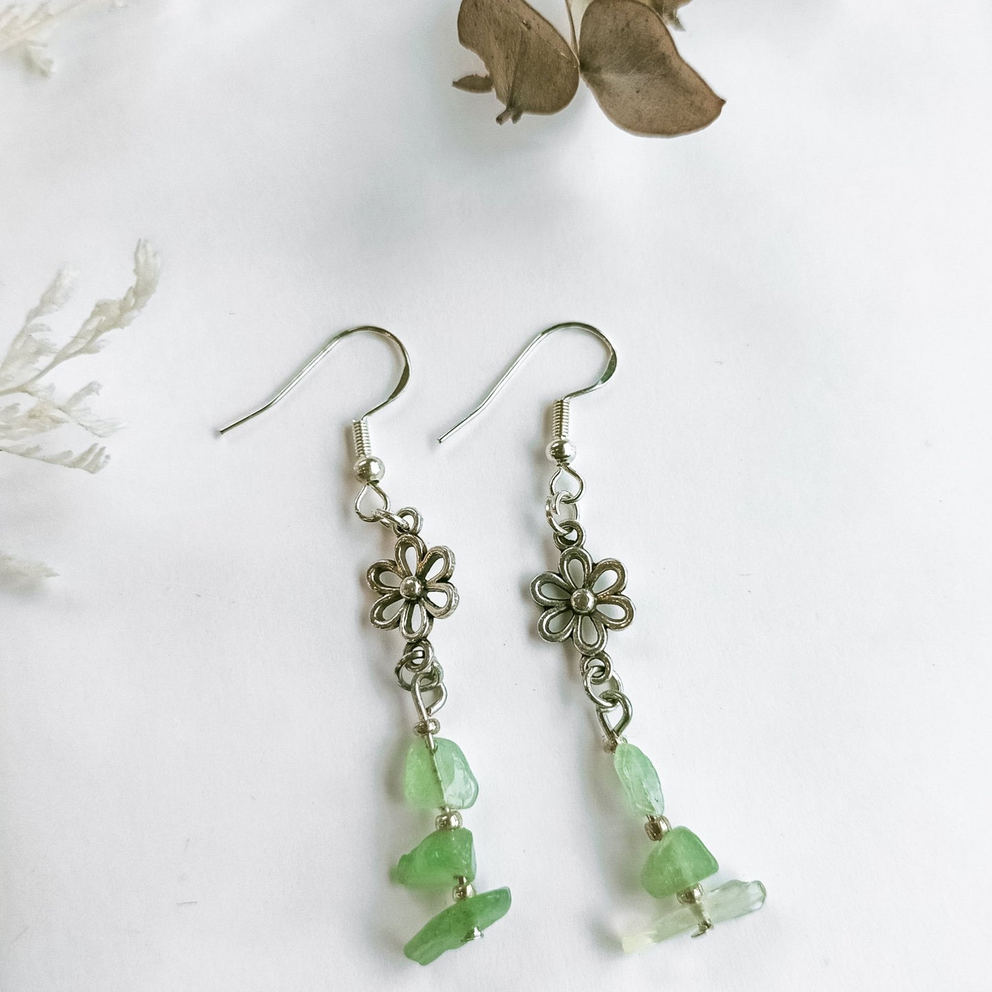 Aventurine Drop Earrings - Kowhai and Sage