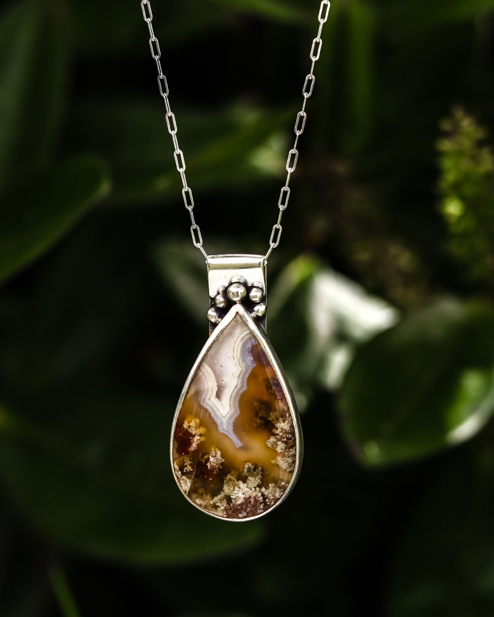 Beautiful Path Moss Agate Necklace - Kowhai and Sage