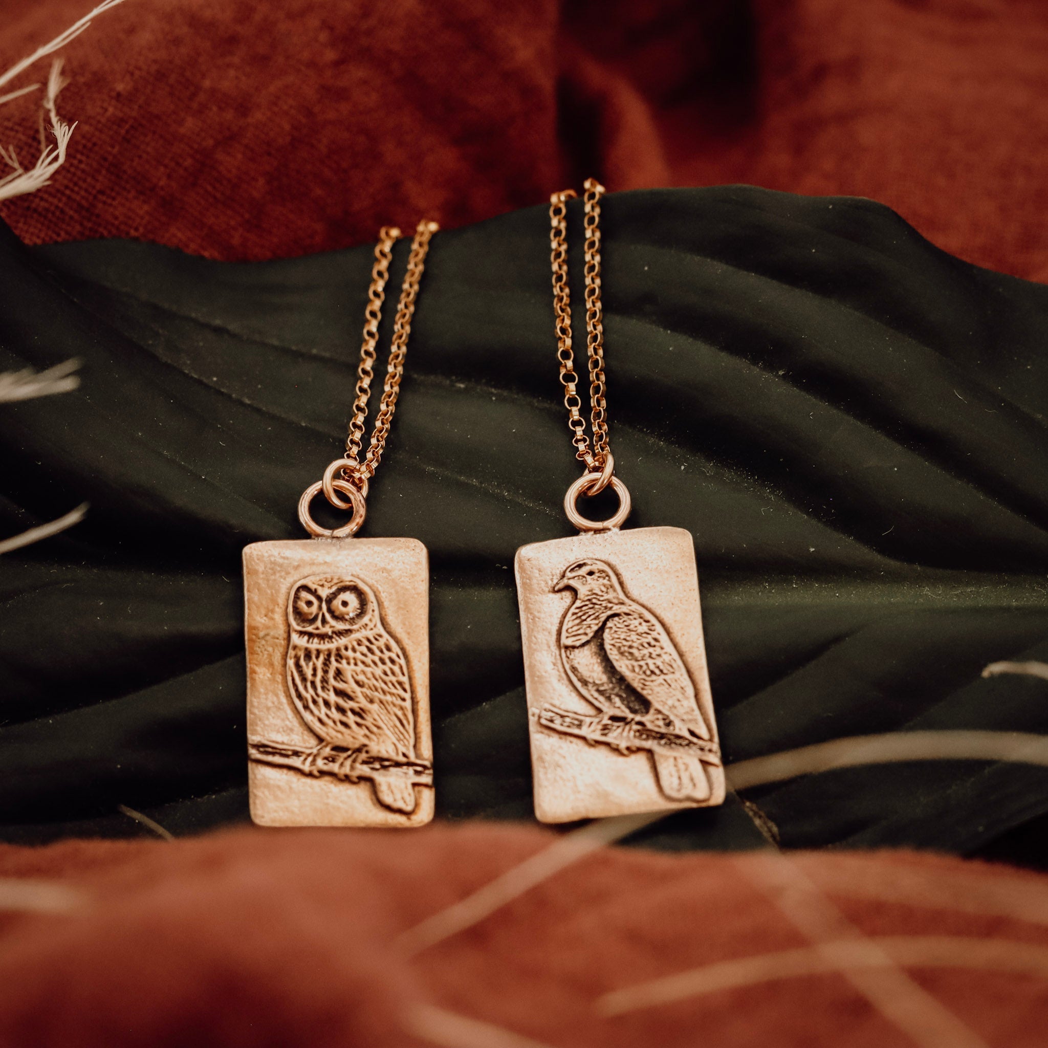 Bronze Kereru & Ruru Pendants - Kowhai and Sage