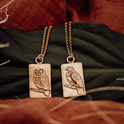 Bronze Kereru & Ruru Pendants - Kowhai and Sage