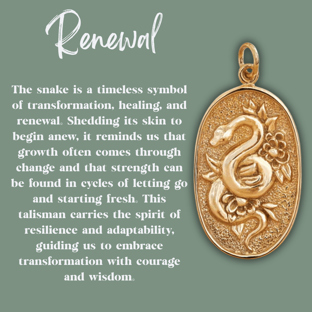 Bronze Snake Talisman Necklace - Kowhai and Sage