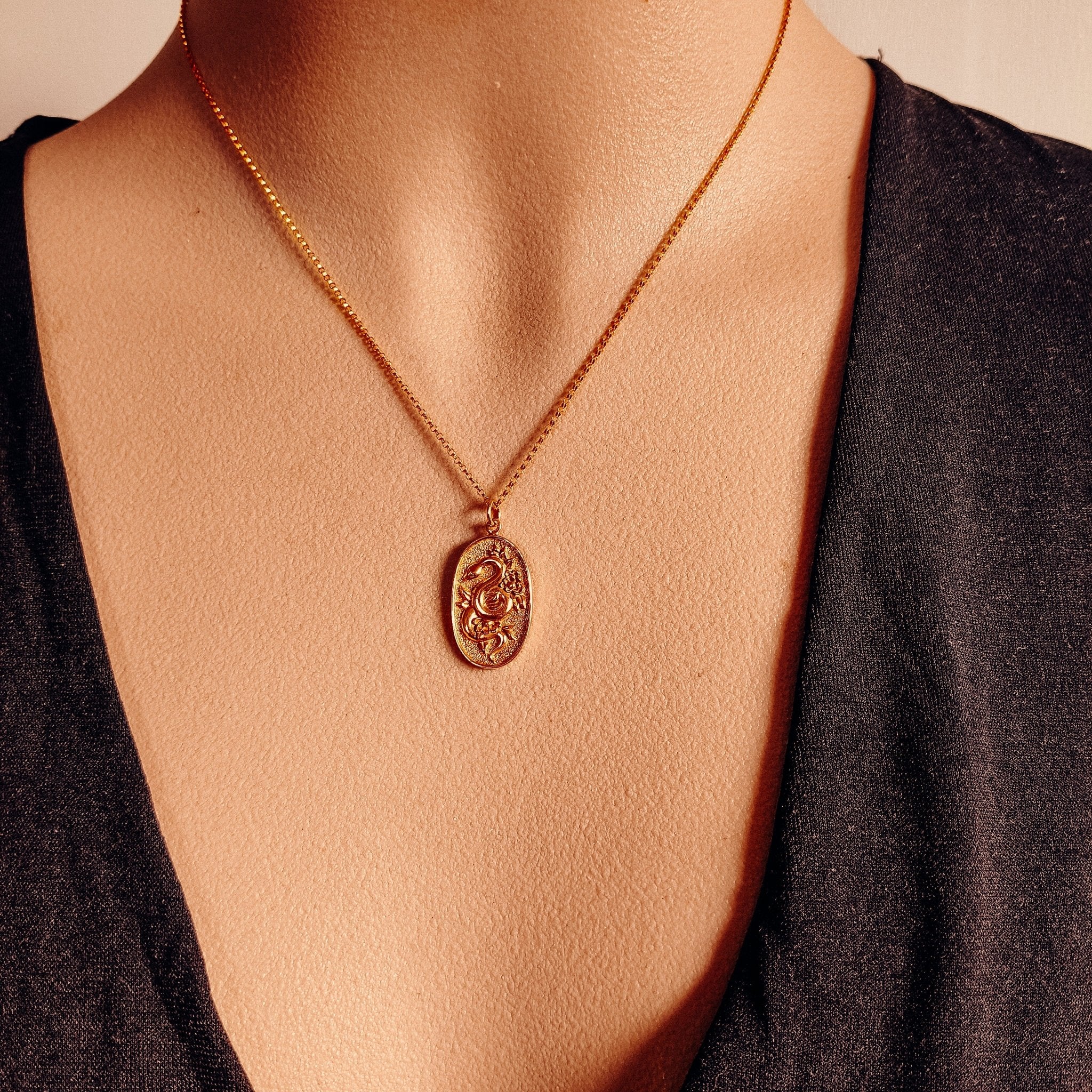 Bronze Snake Talisman Necklace - Kowhai and Sage