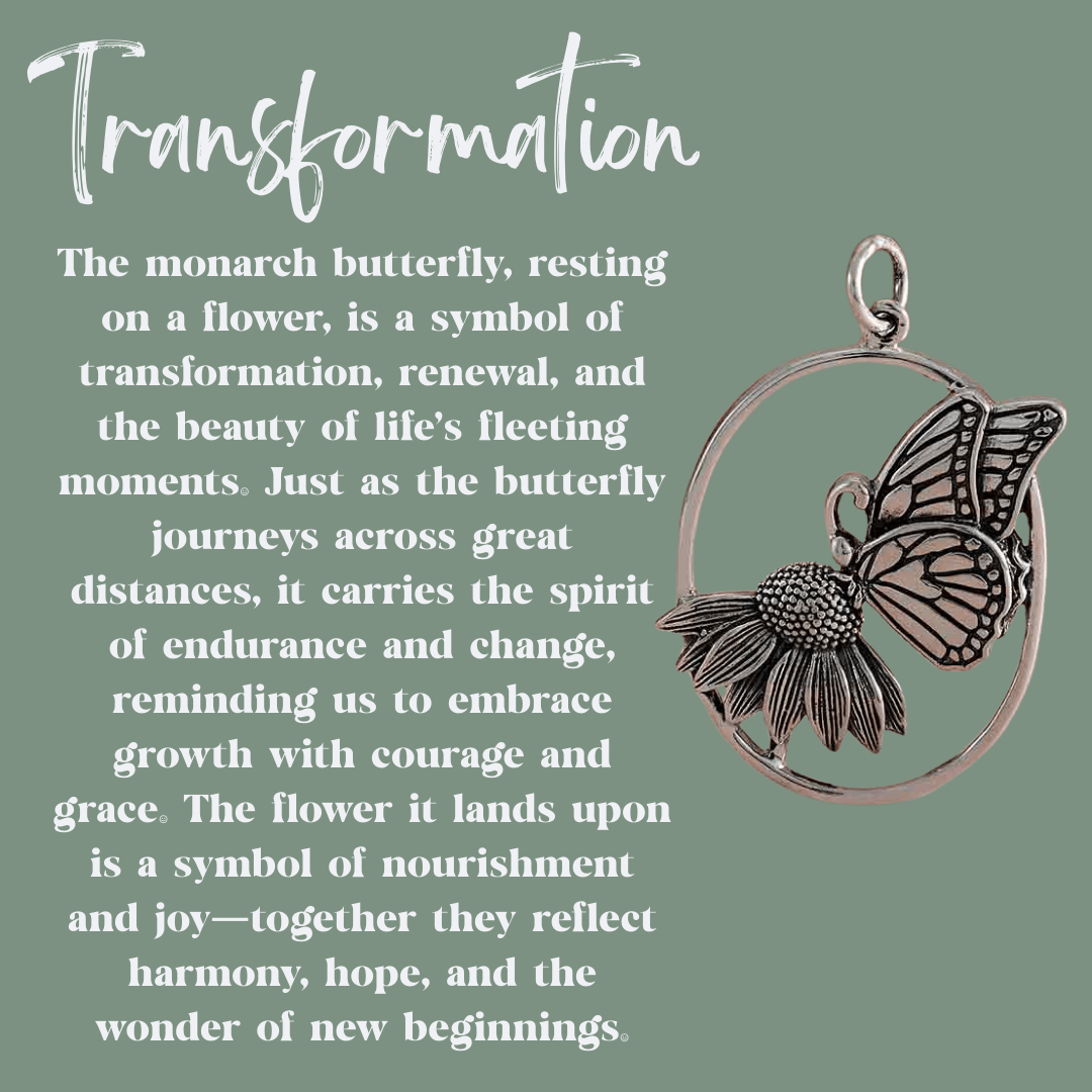 Butterfly on Flower Talisman Necklace - Kowhai and Sage