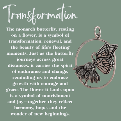 Butterfly on Flower Talisman Necklace - Kowhai and Sage
