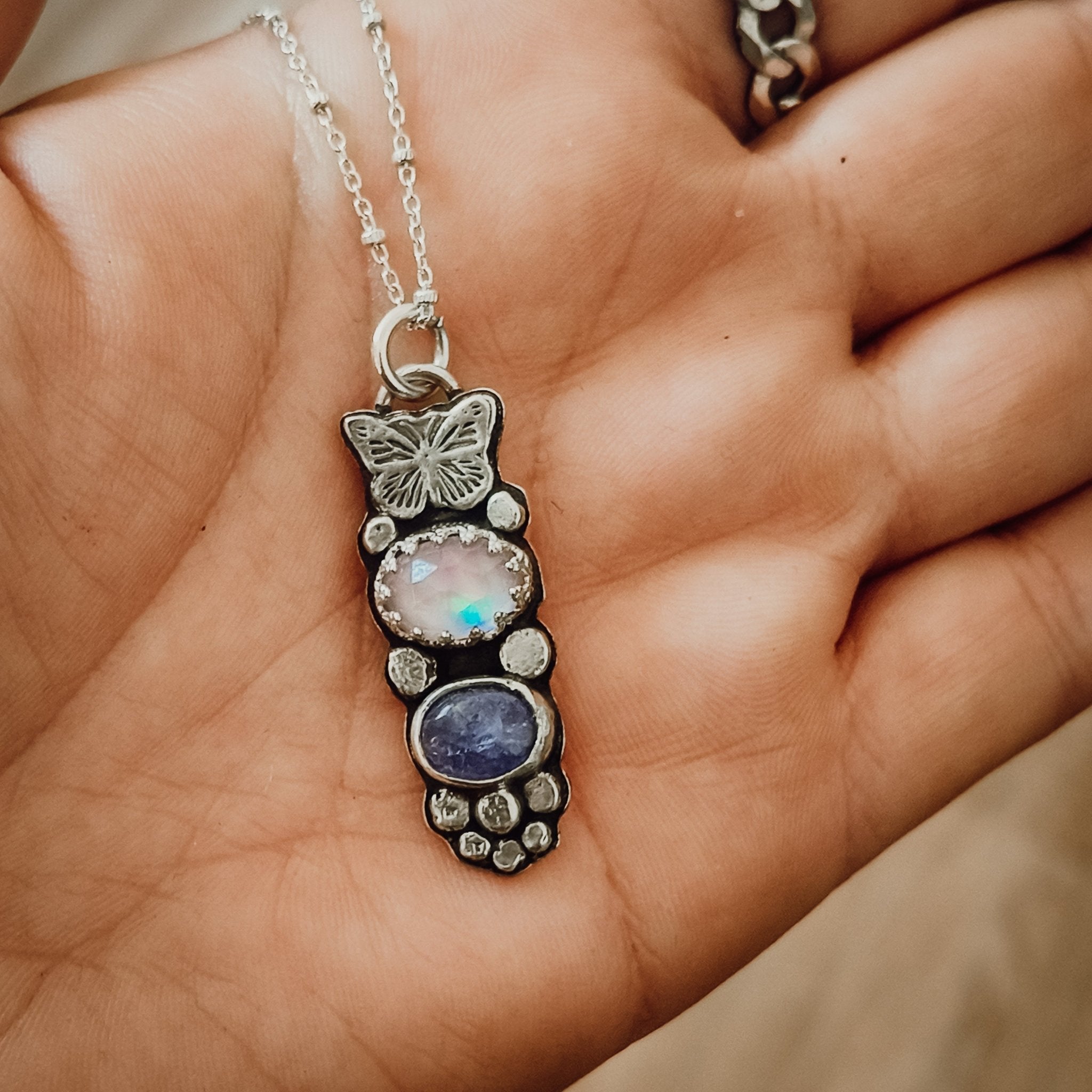 Butterfly Opal and Tanzanite Necklace - Kowhai and Sage