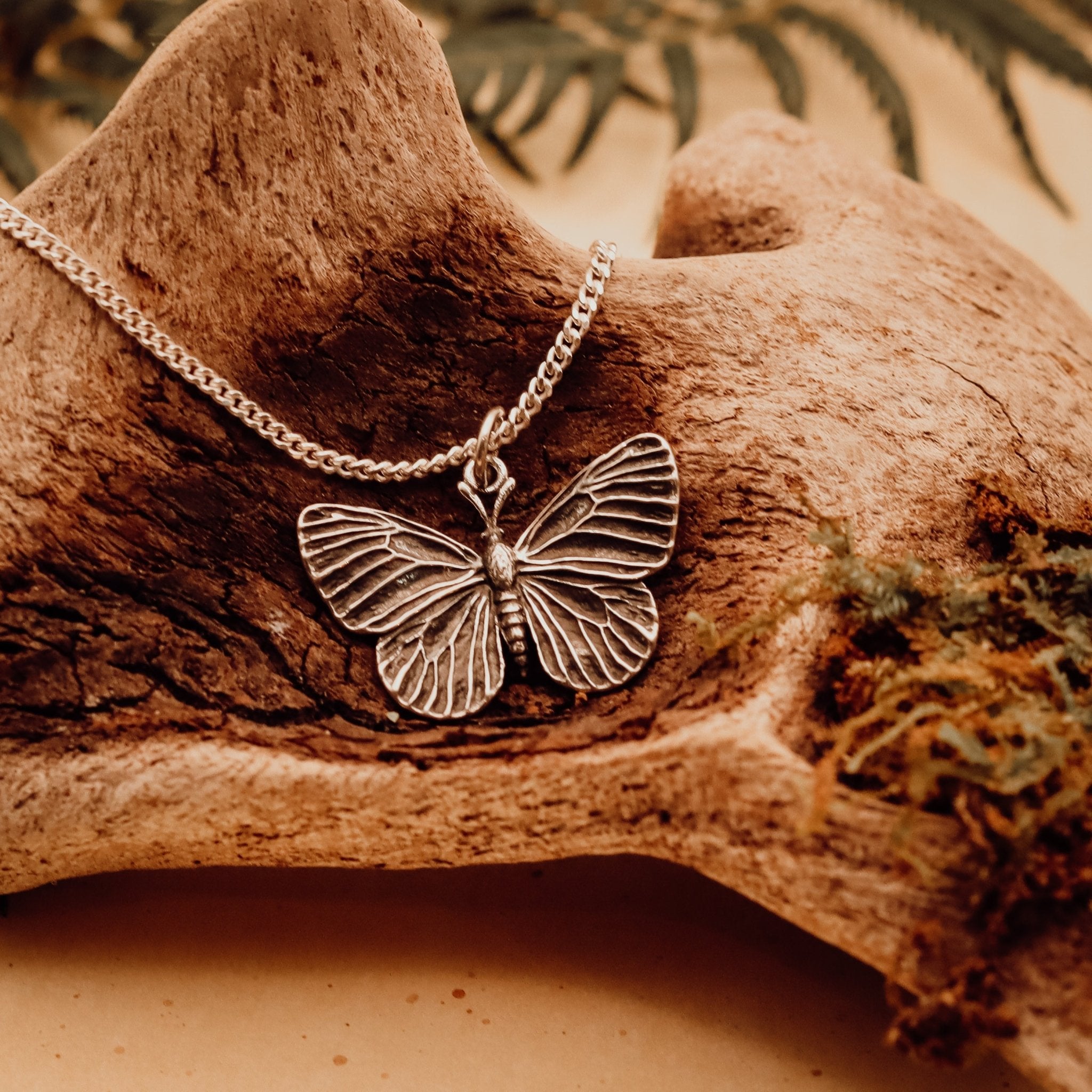Butterfly Talisman Necklace - Kowhai and Sage