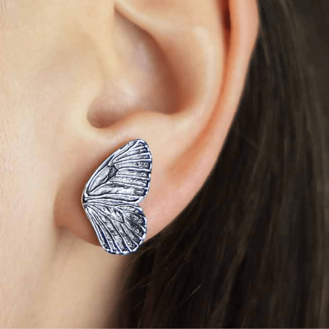 Butterfly Wing Stud Earrings - Kowhai and Sage