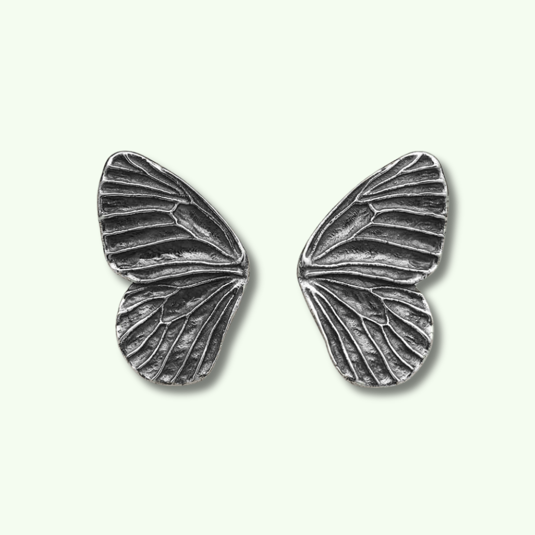 Butterfly Wing Stud Earrings - Kowhai and Sage