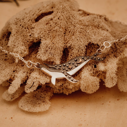 Celestial Whale Talisman Necklace - Kowhai and Sage