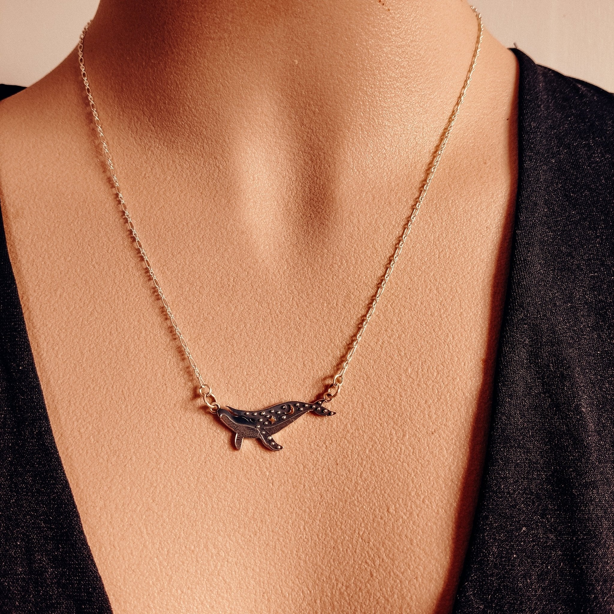 Celestial Whale Talisman Necklace - Kowhai and Sage