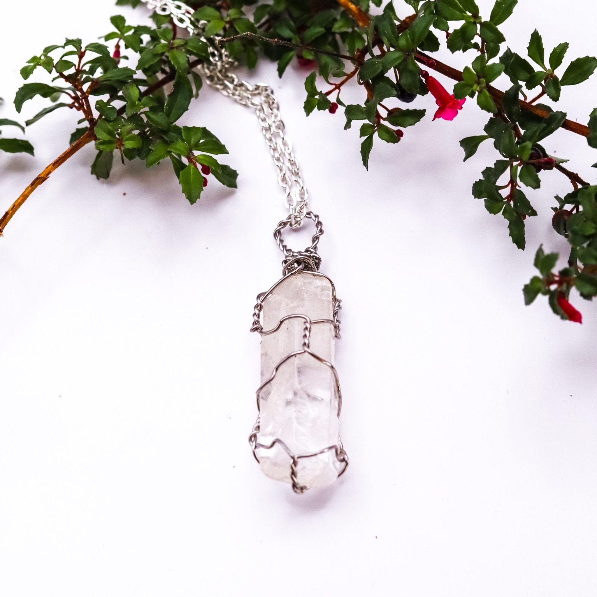 Chunky Quartz Point Necklace - Kowhai and Sage
