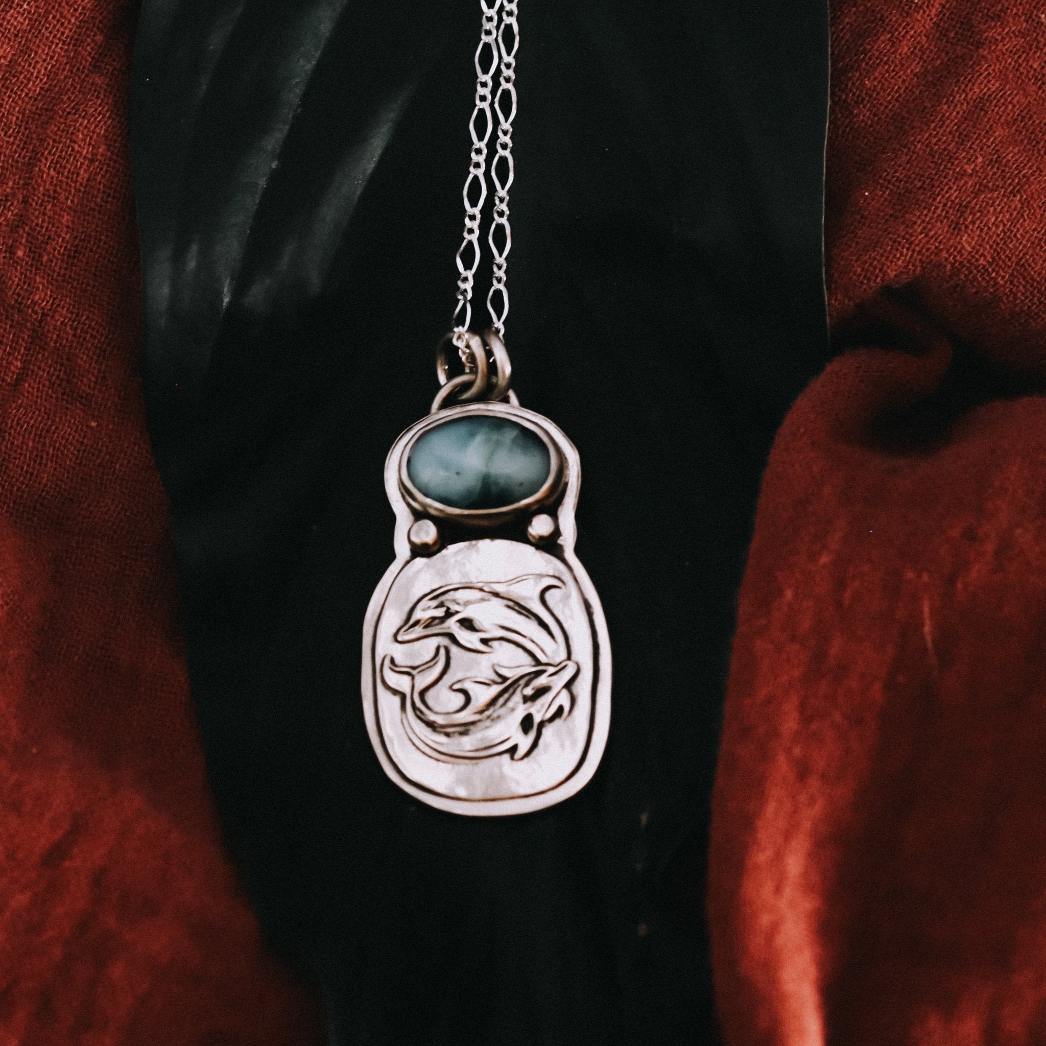 Dolphin Larimar Necklace - Kowhai and Sage