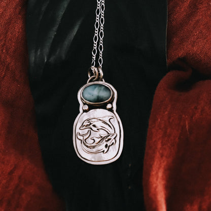 Dolphin Larimar Necklace - Kowhai and Sage