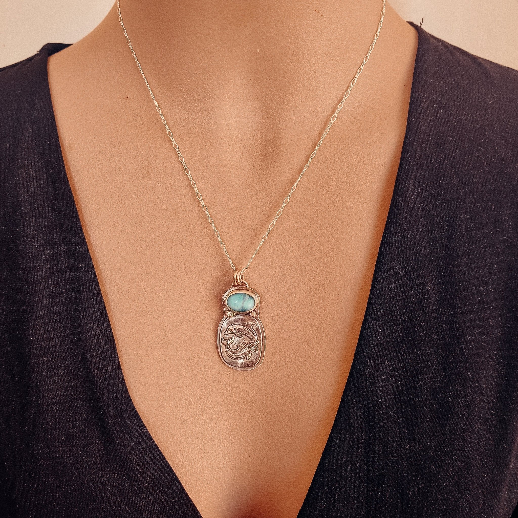 Dolphin Larimar Necklace - Kowhai and Sage
