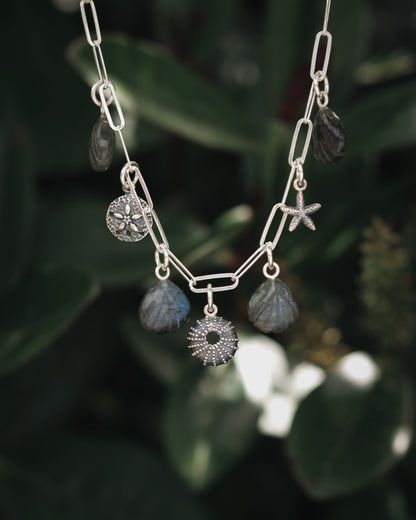 Down at the Seashore Charm Necklace - Kowhai and Sage