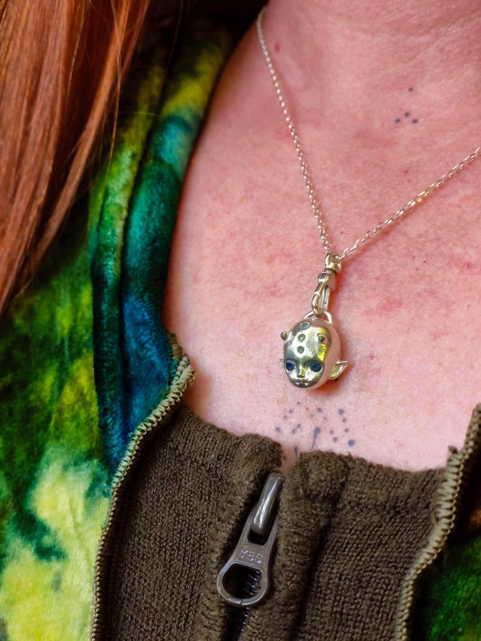 Fae ~ Starlight Silver Necklace - Kowhai and Sage