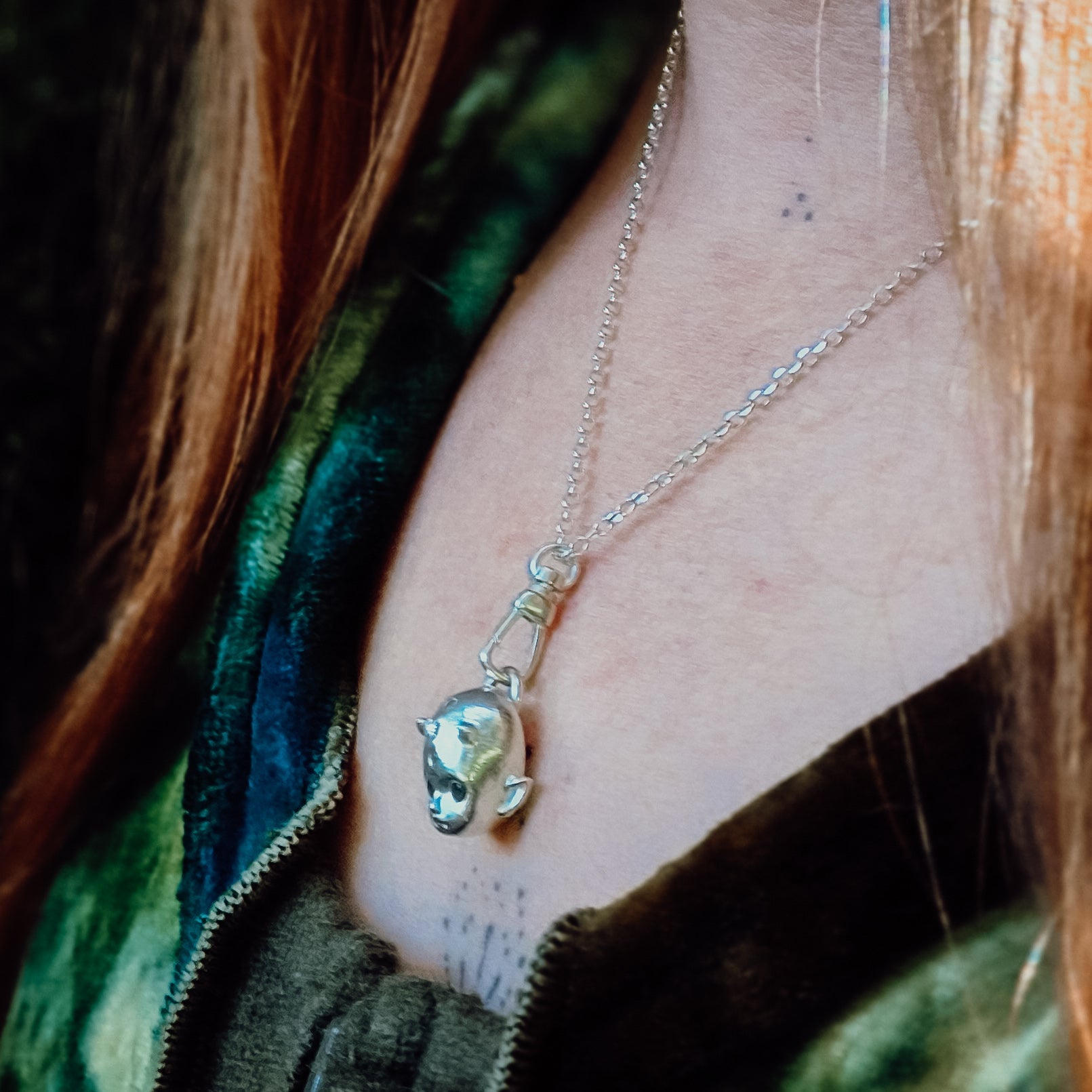 Fae ~ Starlight Silver Necklace - Kowhai and Sage