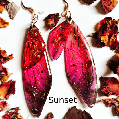 Fairy / Butterfly Wing Earrings - Kowhai and Sage