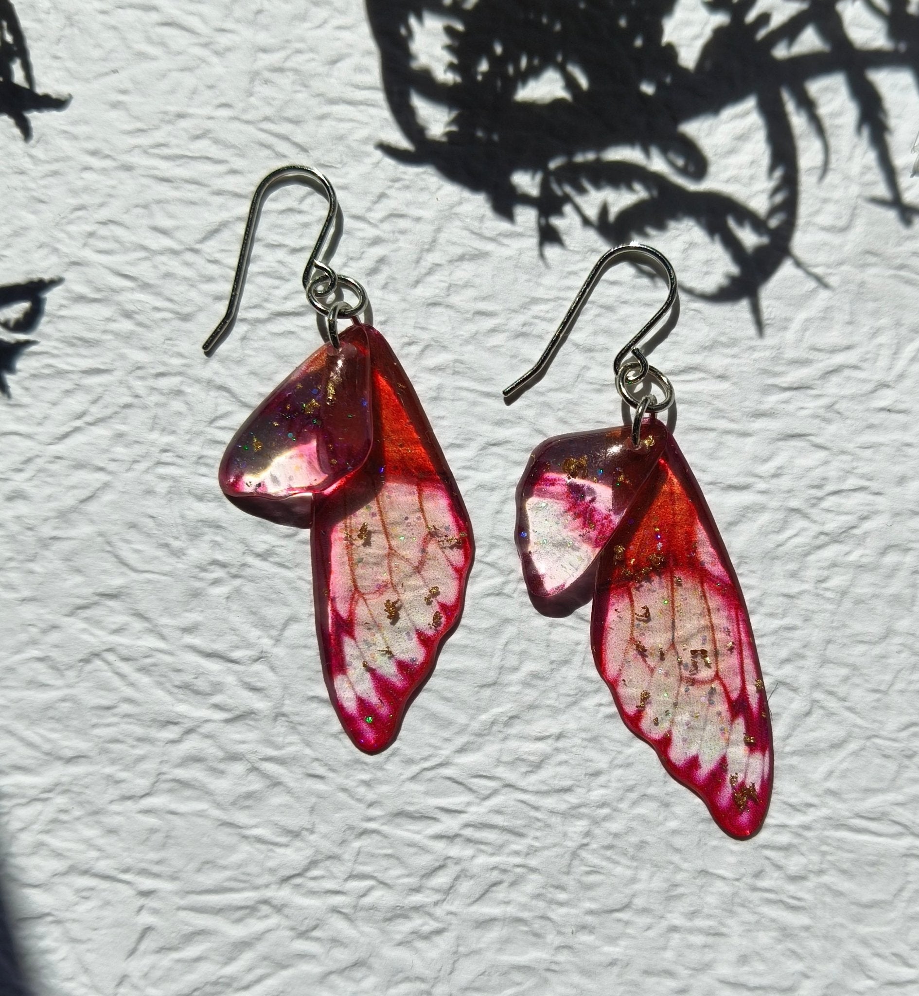 Fairy / Butterfly Wing Earrings - Kowhai and Sage