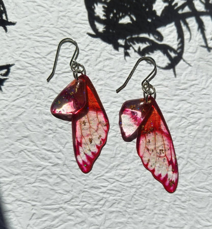 Fairy / Butterfly Wing Earrings - Kowhai and Sage